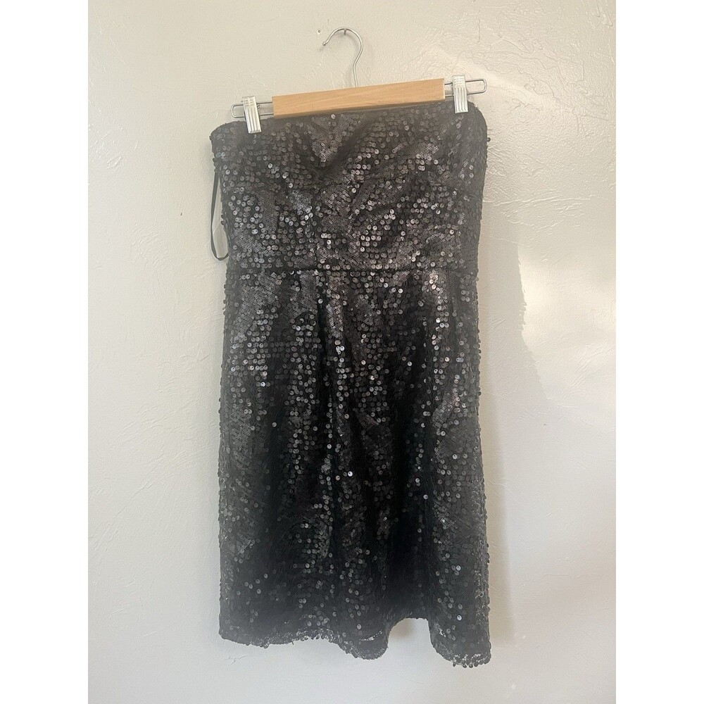 Black Sequin Strapless Cocktail Dress